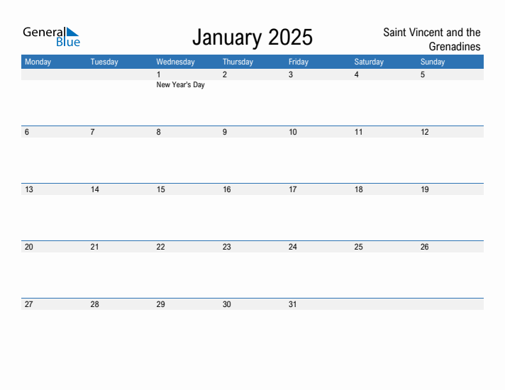 Fillable January 2025 Calendar