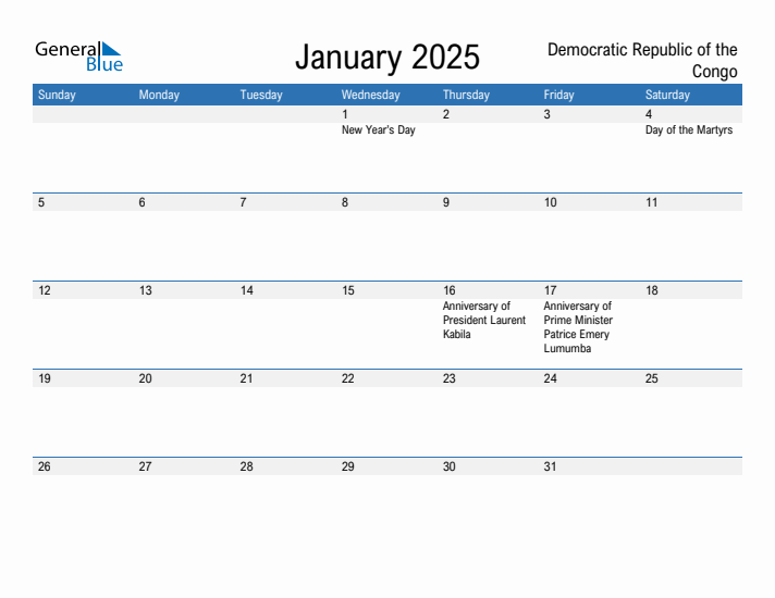 Fillable January 2025 Calendar