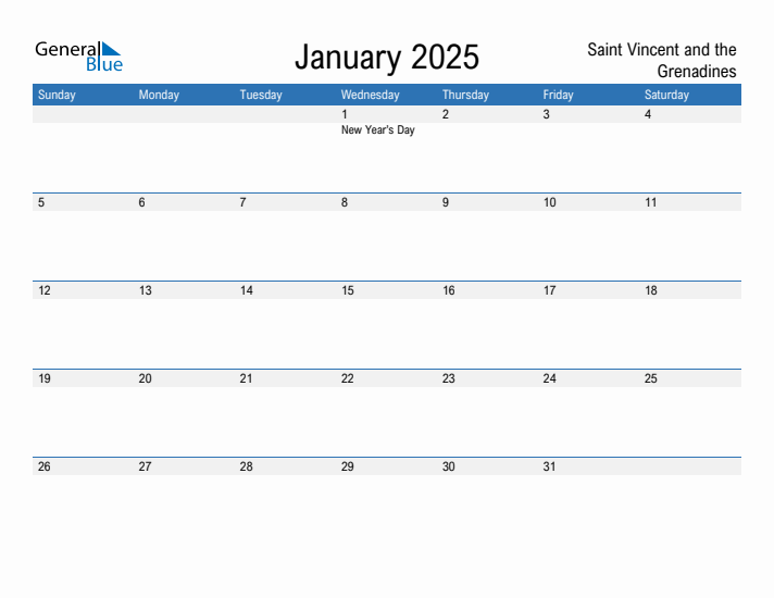 Fillable January 2025 Calendar
