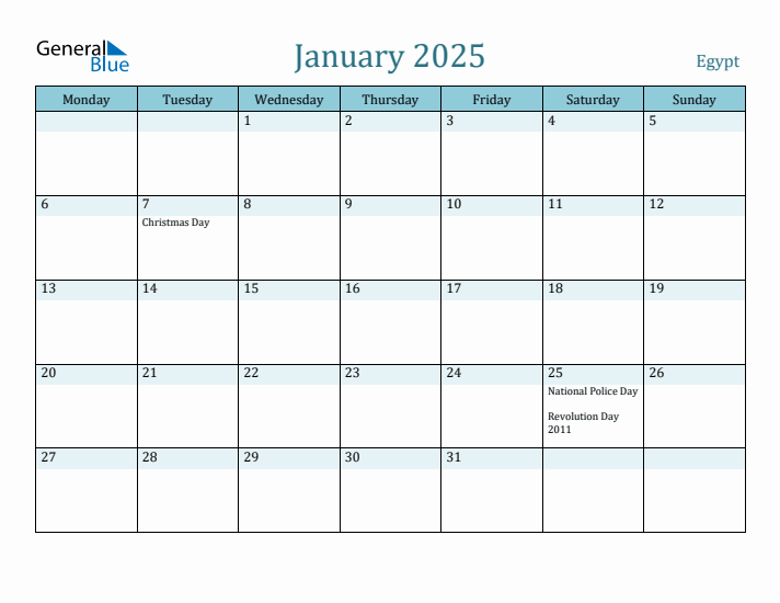 January 2025 Calendar with Holidays