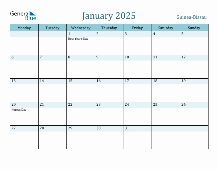 January 2025 Calendar with Holidays