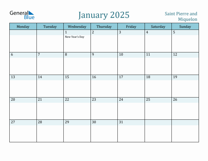 January 2025 Calendar with Holidays