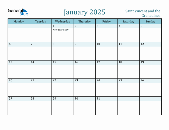January 2025 Calendar with Holidays