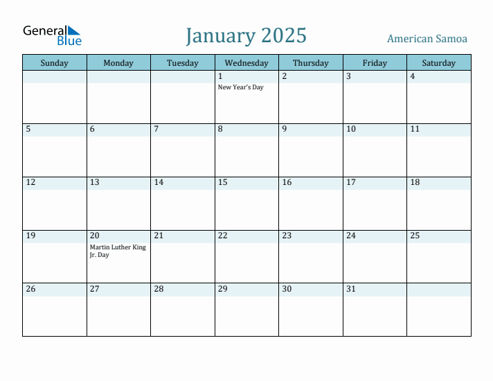 January 2025 Calendar with Holidays