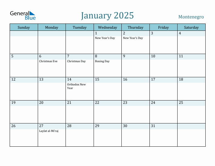 January 2025 Calendar with Holidays