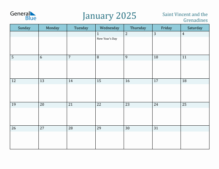 January 2025 Calendar with Holidays