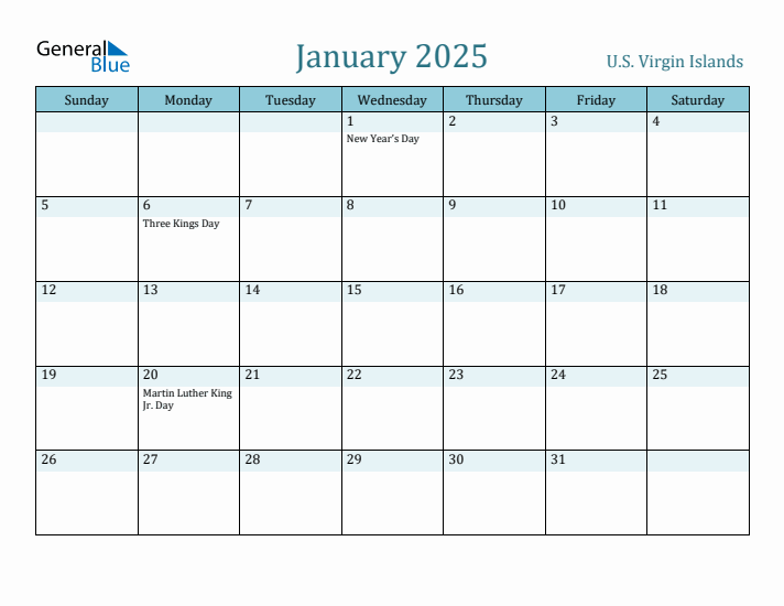 January 2025 Calendar with Holidays