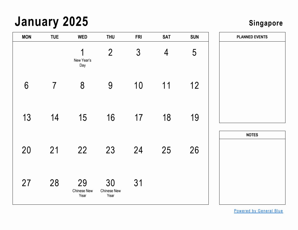 January 2025 Planner with Singapore Holidays january-2025-planner-with-singapore-holidays