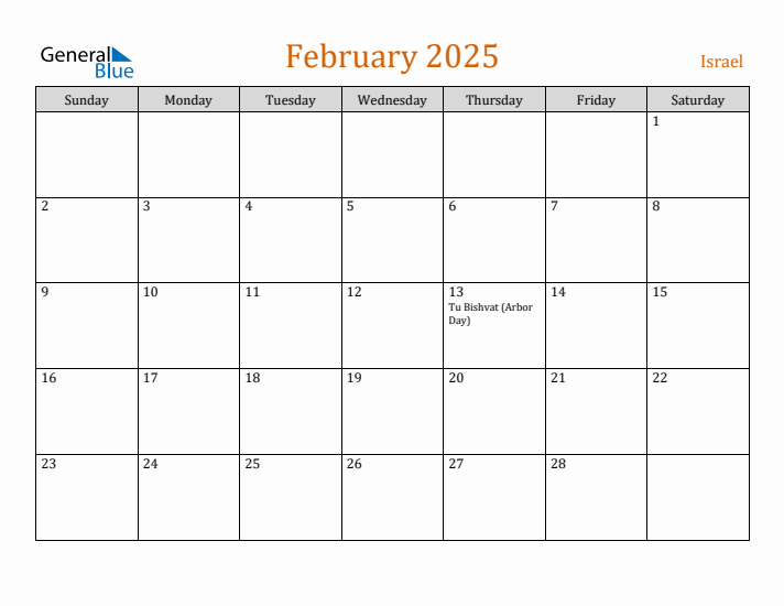 February 2025 Holiday Calendar with Sunday Start