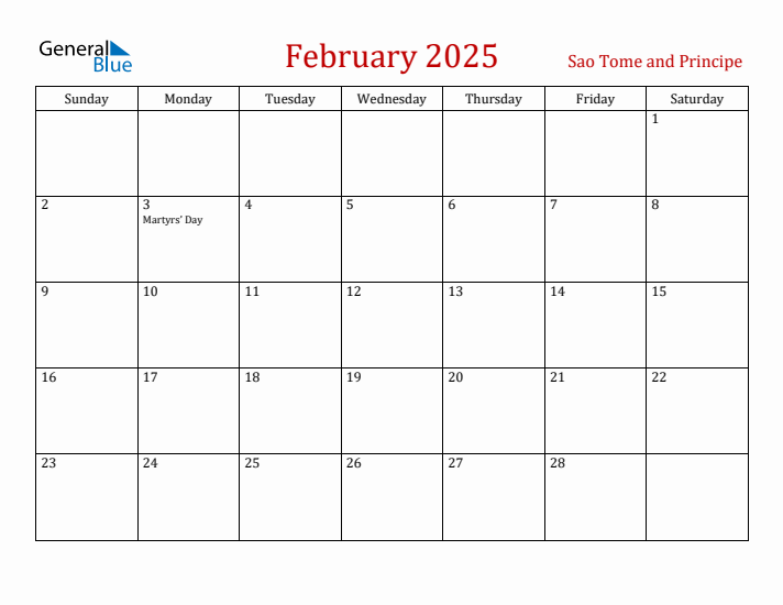 Sao Tome and Principe February 2025 Calendar - Sunday Start
