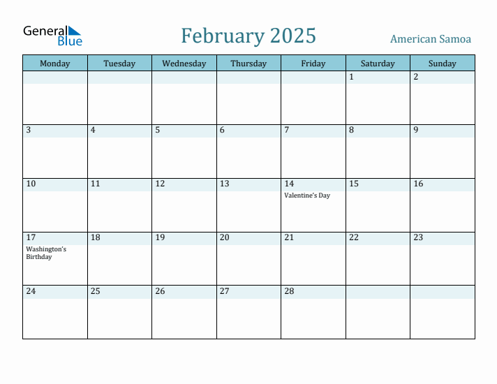 February 2025 Calendar with Holidays