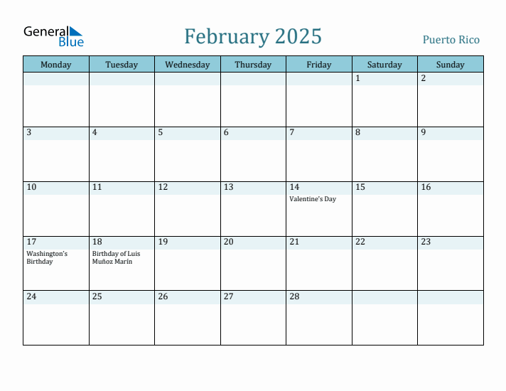 February 2025 Calendar with Holidays