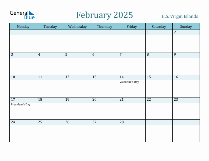 February 2025 Calendar with Holidays