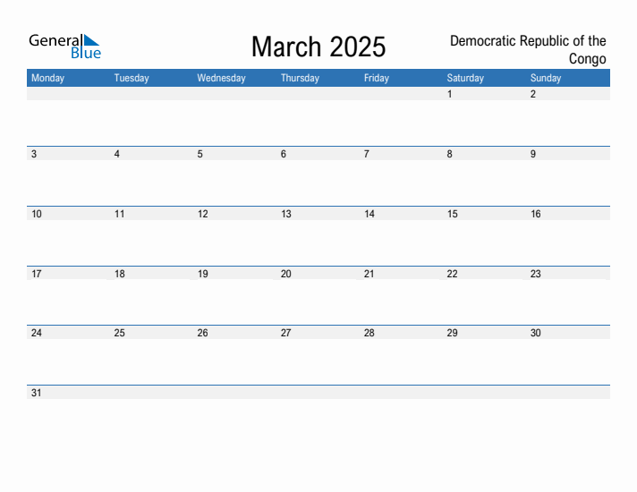 Fillable March 2025 Calendar