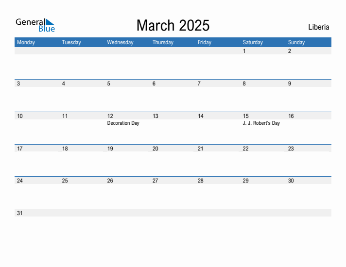 Fillable March 2025 Calendar