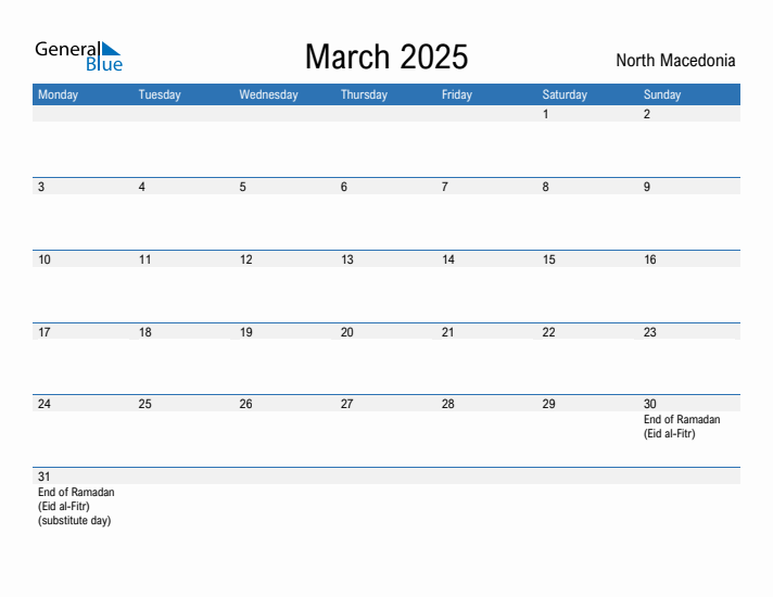 Fillable March 2025 Calendar