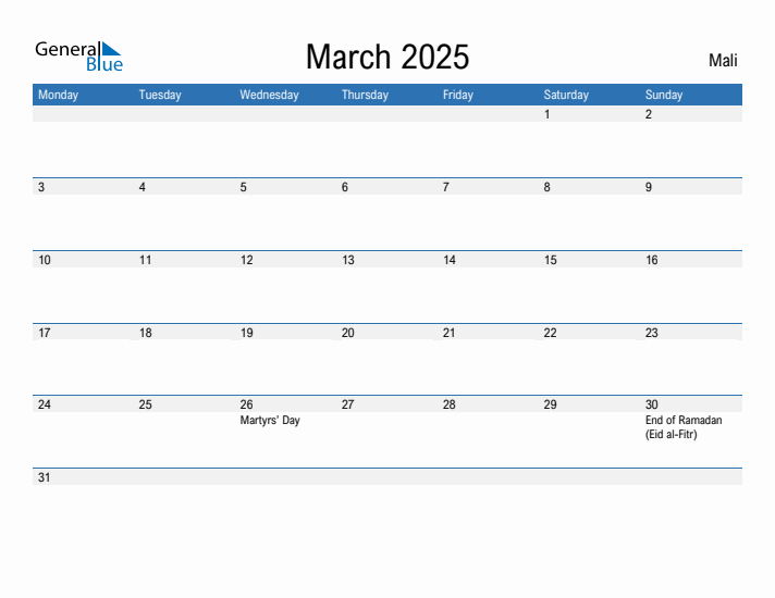 Fillable March 2025 Calendar