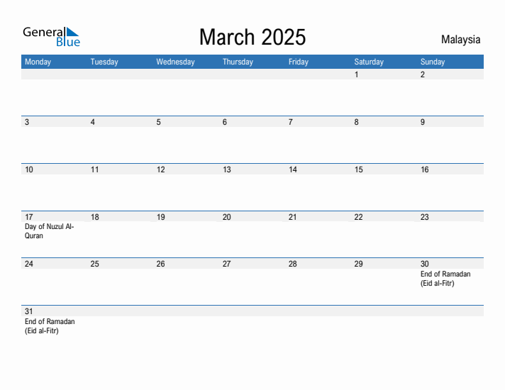 Fillable March 2025 Calendar
