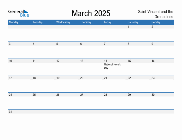 Fillable March 2025 Calendar