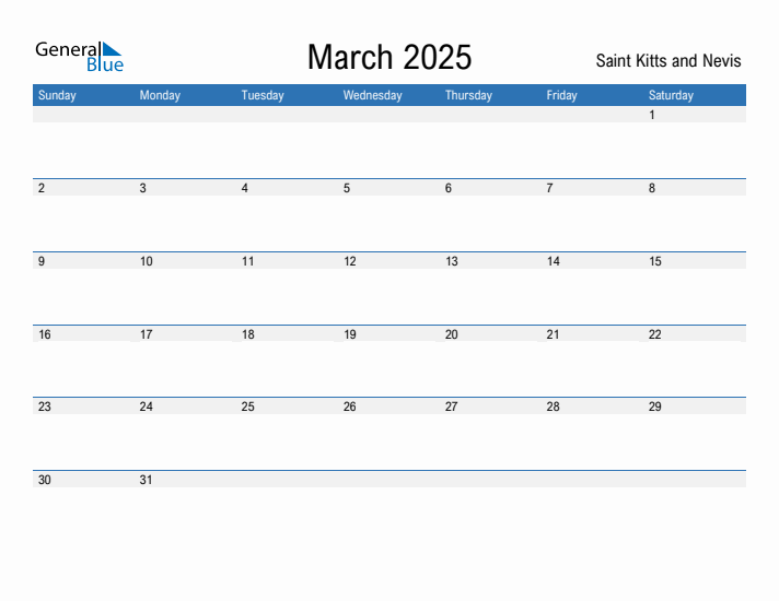 Fillable March 2025 Calendar