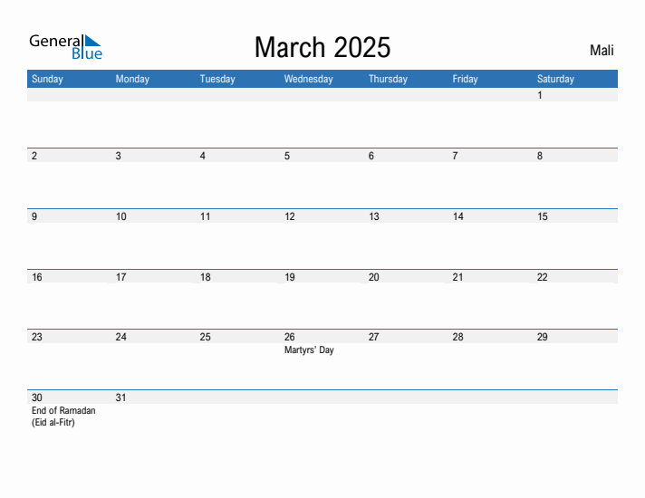 Fillable March 2025 Calendar