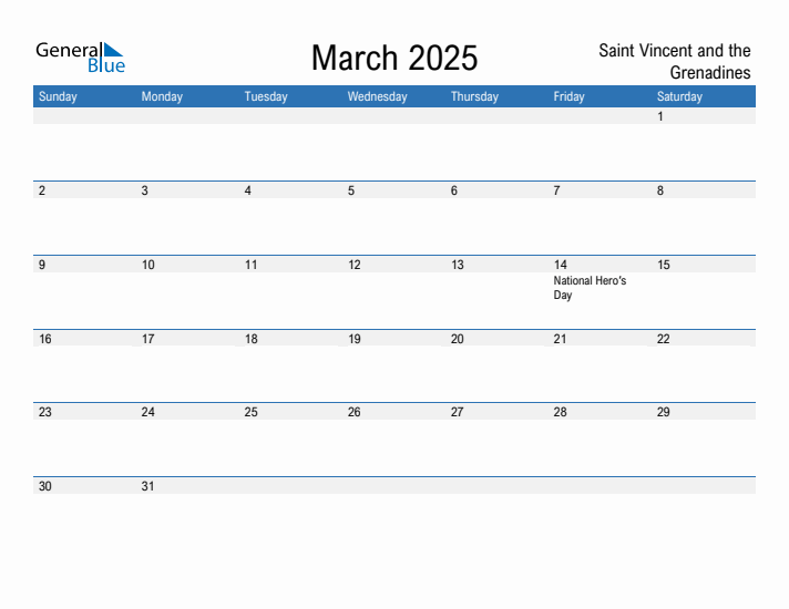 Fillable March 2025 Calendar