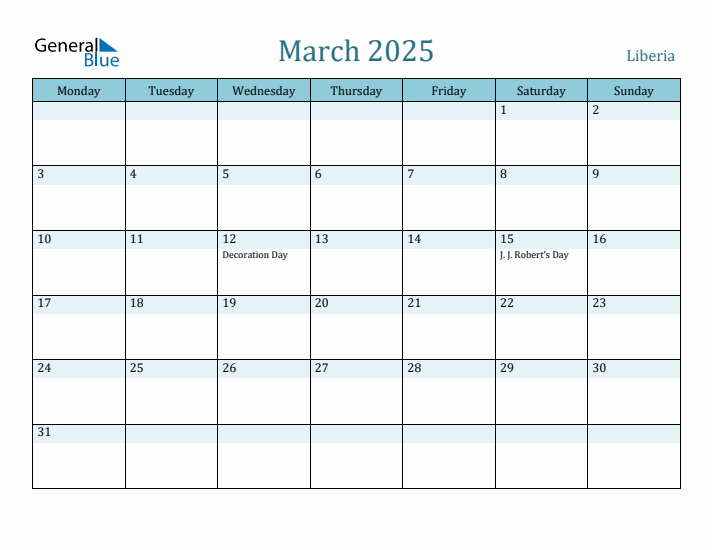 March 2025 Calendar with Holidays