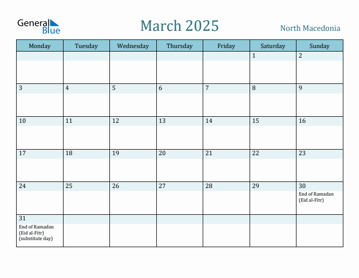 March 2025 Calendar with Holidays