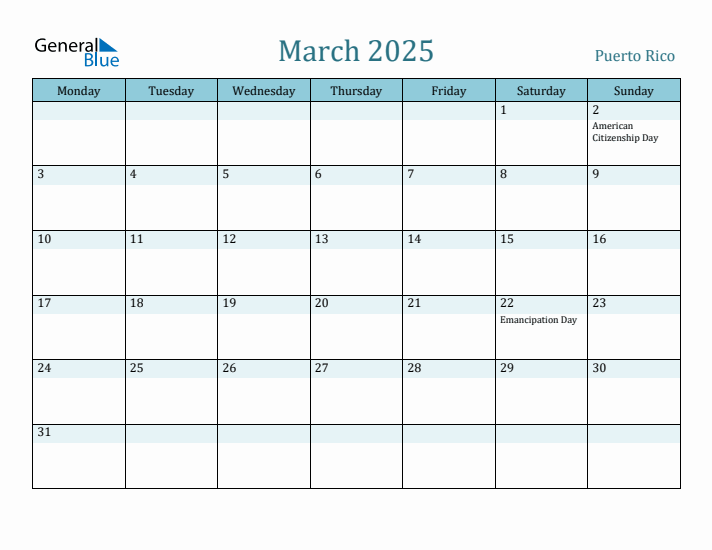 March 2025 Calendar with Holidays