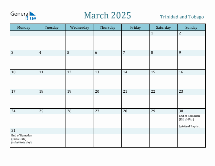 March 2025 Calendar with Holidays