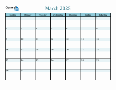 Last month calendar March 2025