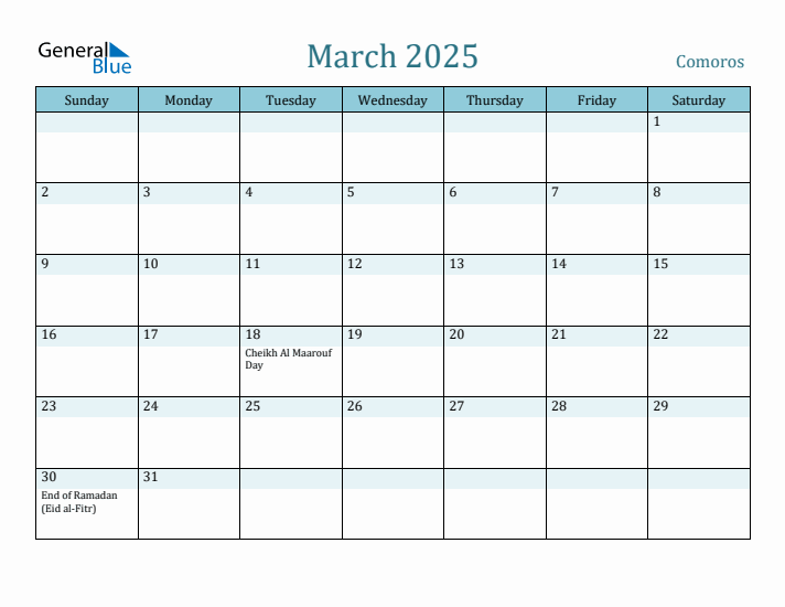 March 2025 Calendar with Holidays