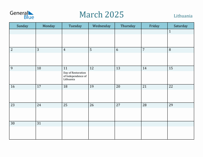 March 2025 Calendar with Holidays