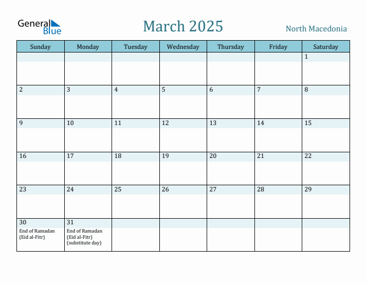 March 2025 Calendar with Holidays