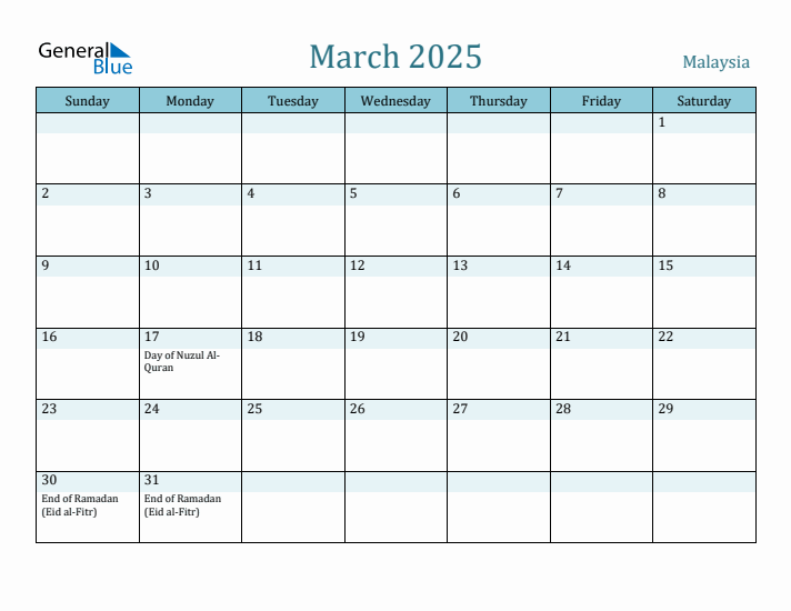 March 2025 Calendar with Holidays
