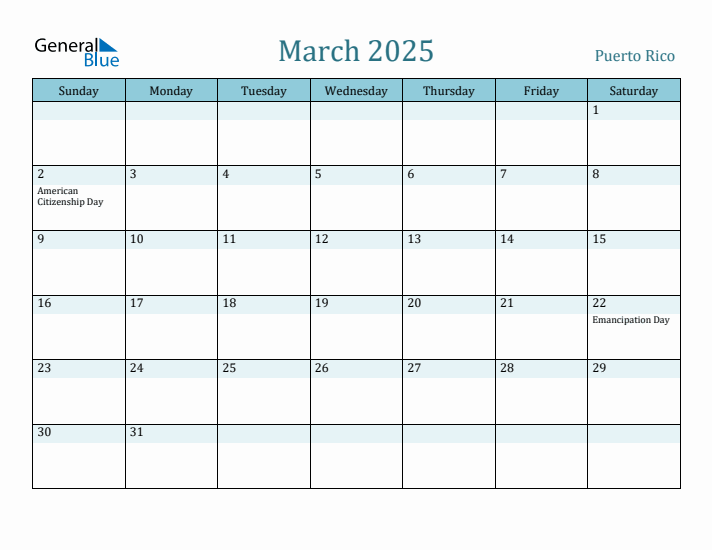 March 2025 Calendar with Holidays