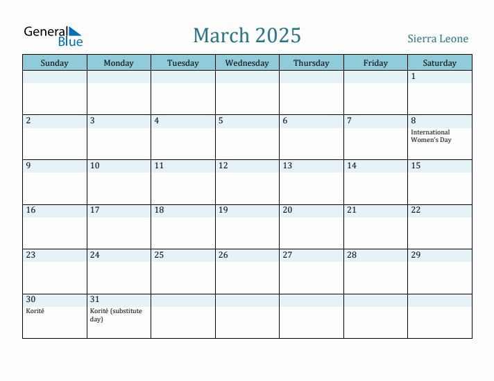 March 2025 Calendar with Holidays