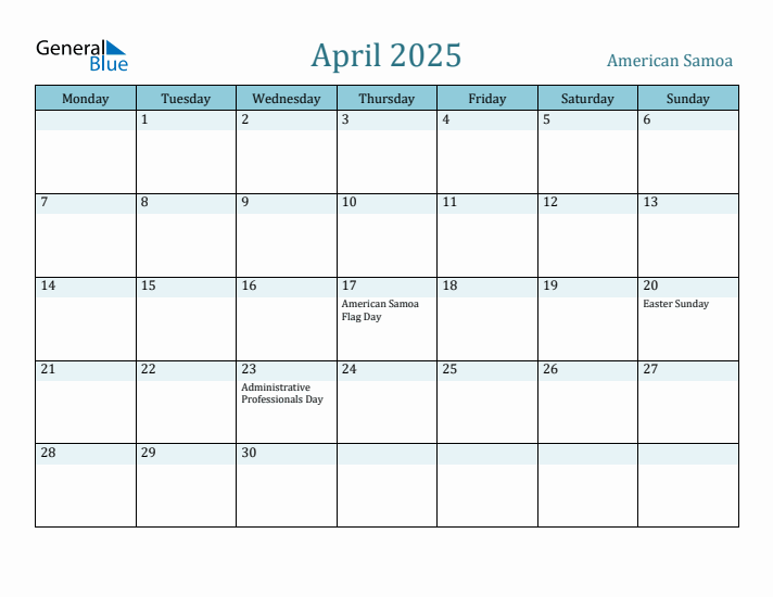 April 2025 Calendar with Holidays