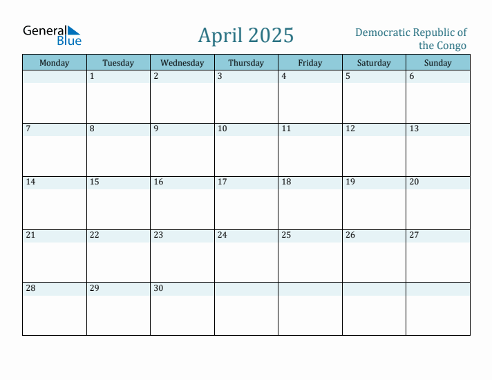 April 2025 Calendar with Holidays