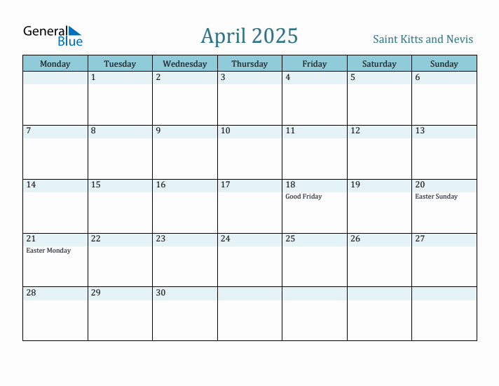 April 2025 Calendar with Holidays