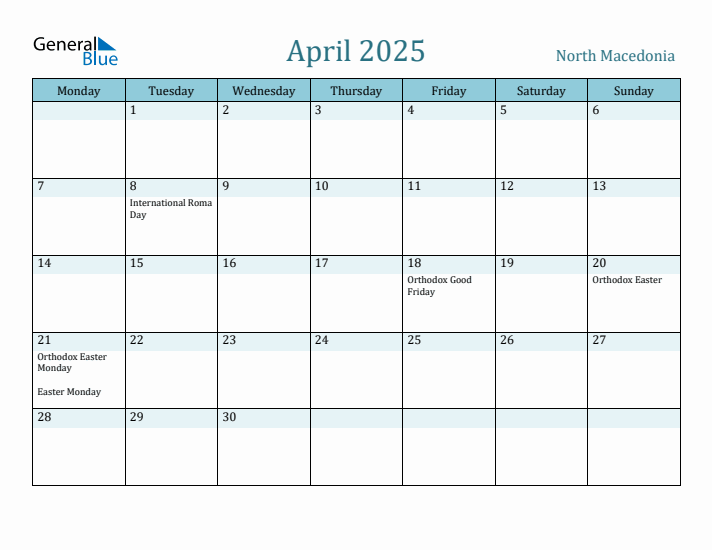 April 2025 Calendar with Holidays