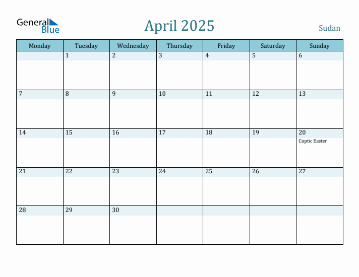 April 2025 Calendar with Holidays