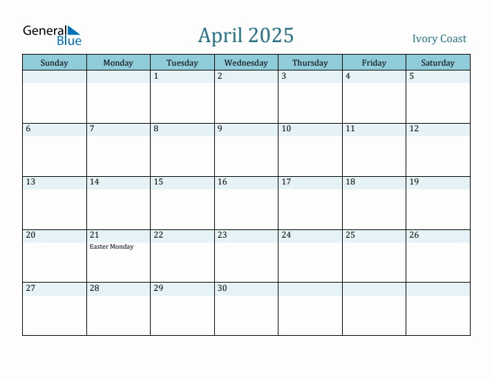 April 2025 Calendar with Holidays