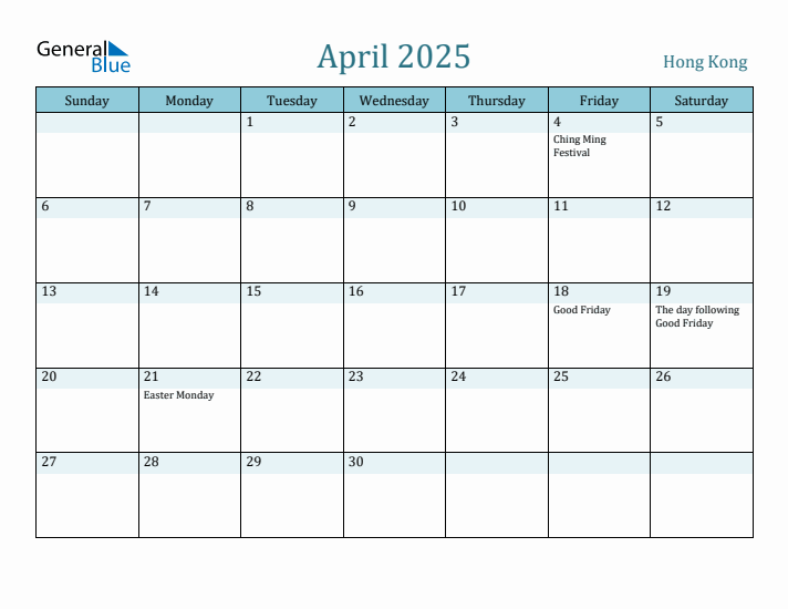 April 2025 Calendar with Holidays