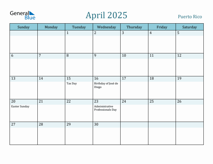 April 2025 Calendar with Holidays