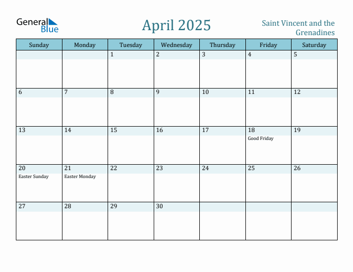 April 2025 Calendar with Holidays