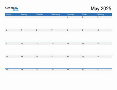 Current month calendar May 2025