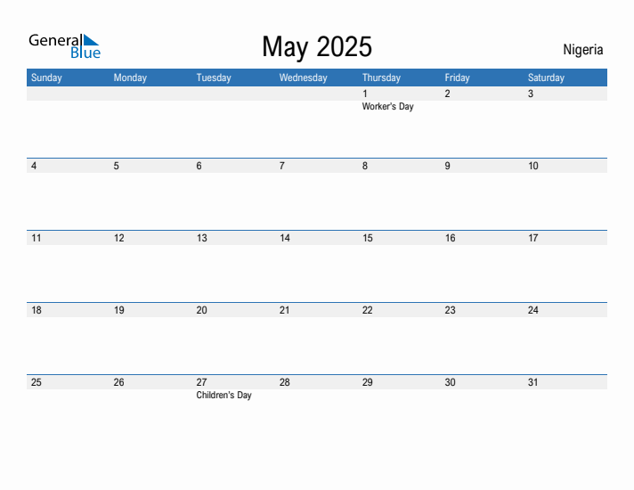 Fillable May 2025 Calendar