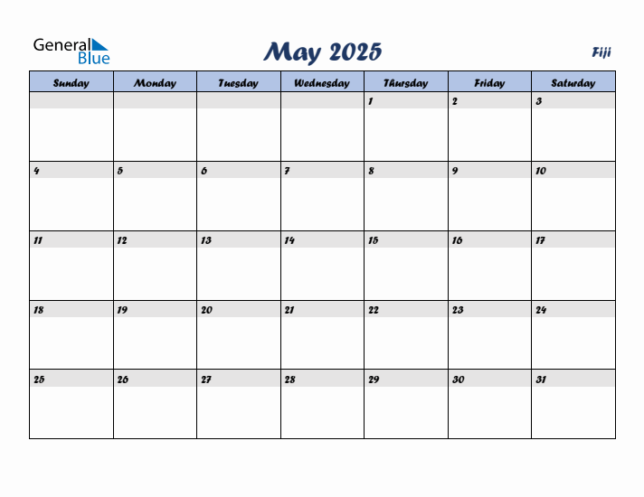 May 2025 Calendar with Holidays in Fiji