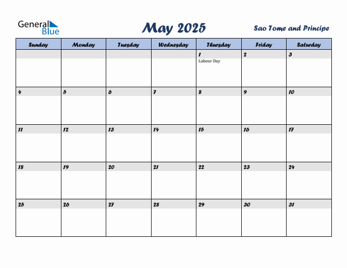 May 2025 Calendar with Holidays in Sao Tome and Principe